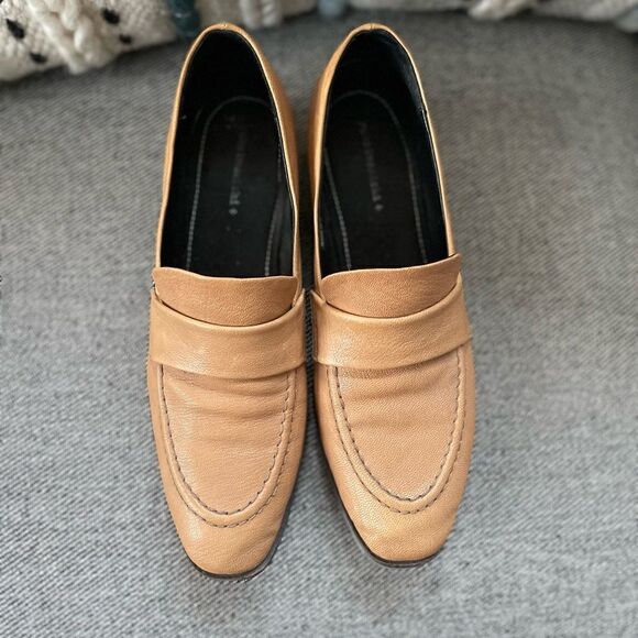Textured leather heeled loafer 40 TAN - Picture 6 of 14